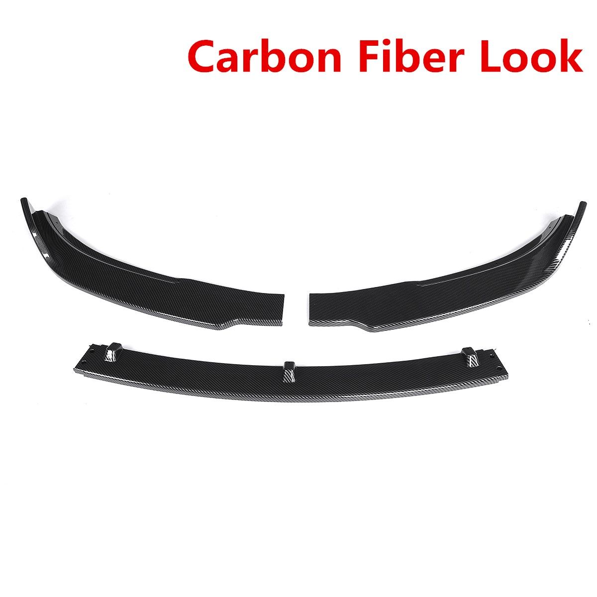 New 3Pcs Carbon Fiber Look/Black Car Front Bumper Splitter L