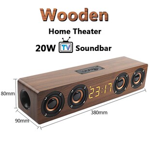 20W Wooden TV Soundbar Portable Bluetooth Speaker Wireless