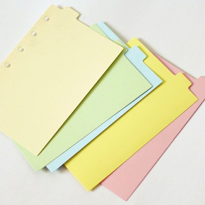 5pcs/set A7 Colored Binder Index Dividers Planner Dividers f