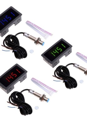 1Pc Measuring Gauges 4 Digital Blue/Green/Red LED Tachomete