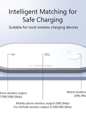 3 in 1 Wireless Charger 10W Fast Wireless Charging Pad For i