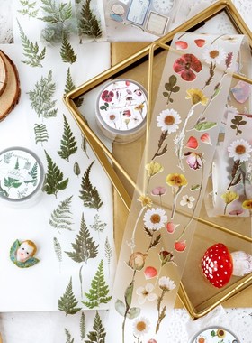 Vintage Washi tape pet transparency dessert Flower tape Scra