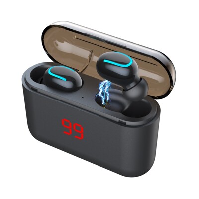 New design HBQ digital display noise canceling earbuds blue