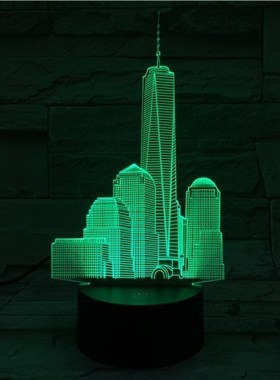 sb 3d Led Night Light World rade Center Atmosphere Lamp Deco