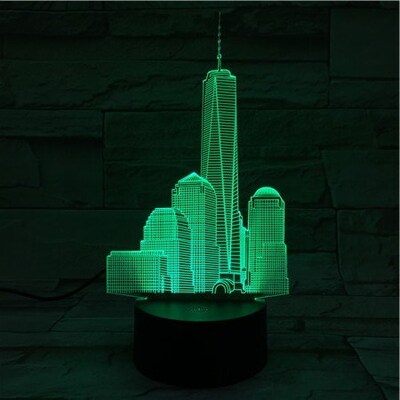sb 3d Led Night Light World rade Center Atmosphere Lamp Deco