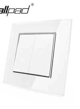 2 Gang 2 Way Switch with Clips Wallpad 110 250V White Glass