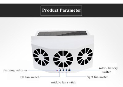 3 Cooler Car Solar Powered Fan Energy Cooling Vent Exhaust F
