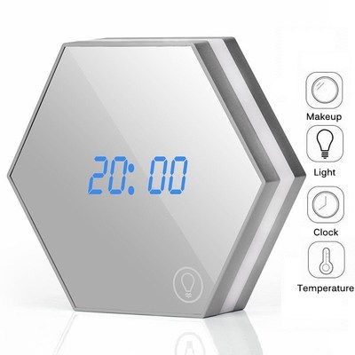 Digital Wall Alarm Clock Modern Design Mirror LED Clock Snoo
