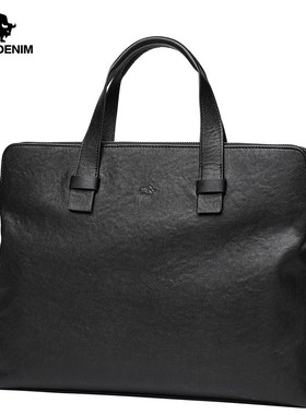 Bison Denim Cowhide Business Briefcase Genuine Leather Men