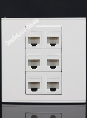 Wall Socket Plate 6 Ports LAN Network RJ45 Cat6 Port Panel F