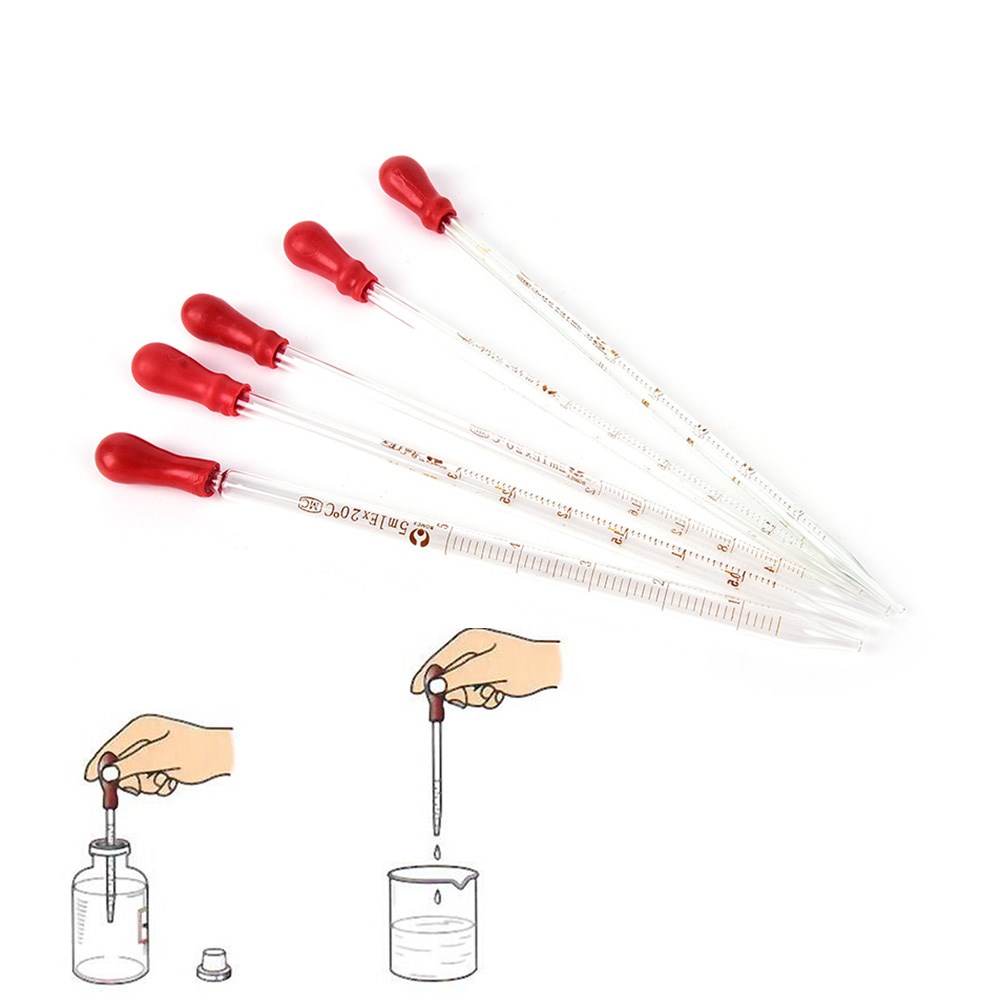 1pc Glass Graduated Pipette with Rubber Bulb Lab Chemistry