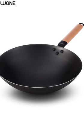 Cooking Wok Household large Iron pot Old-fashioned Uncoated