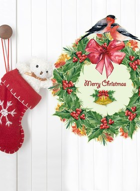 Merry Christmas wreath Wall er Glass window background Home