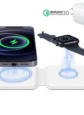 2 in 1 For iPhone 12Pro/11/XS /XR/MAX/Fast Magnet Qi Wirele