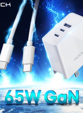ROCK GaN 65W Fast PD Charger for iPhone 11 Pro Macbook 3 Por