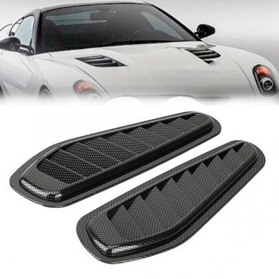 2pcs Carbon Fiber Style Car Air Flow Intake Decorative Scoop