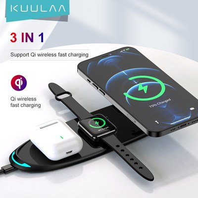KUULAA 3 in 1 Qi Wireless Charger For iPhone 11 12 Pro Max