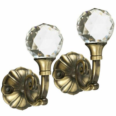 Home Decor Curtain Hanging Hooks 2X Large Metal Crystal Glas