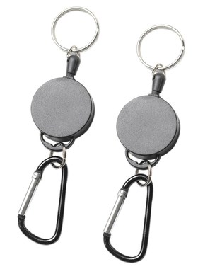 2x Heavy Duty Retractable Rec Key Ring Keychain Pull Retract