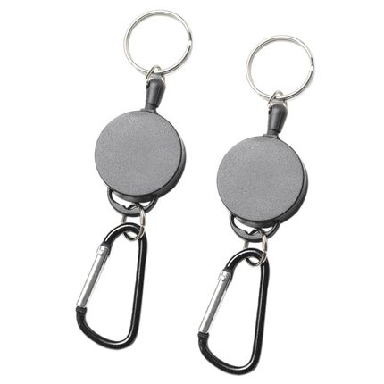 2x Heavy Duty Retractable Rec Key Ring Keychain Pull Retract