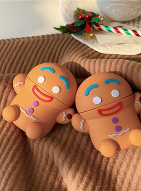 3D Cute Christmas Gingerbread Man Caribou Silicone Earphone