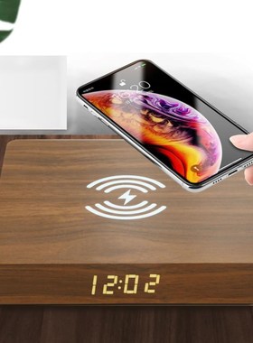 Wireless Charger Modern Wooden Wood Digital LED Electric Di