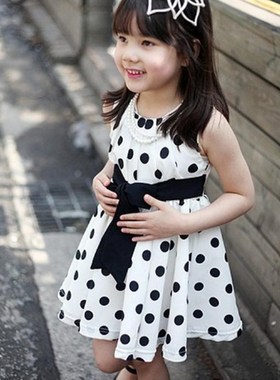 2018 Popular Children Kid Girl Polka Dot Soft Sundress Love