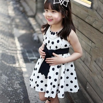 2018 Popular Children Kid Girl Polka Dot Soft Sundress Love