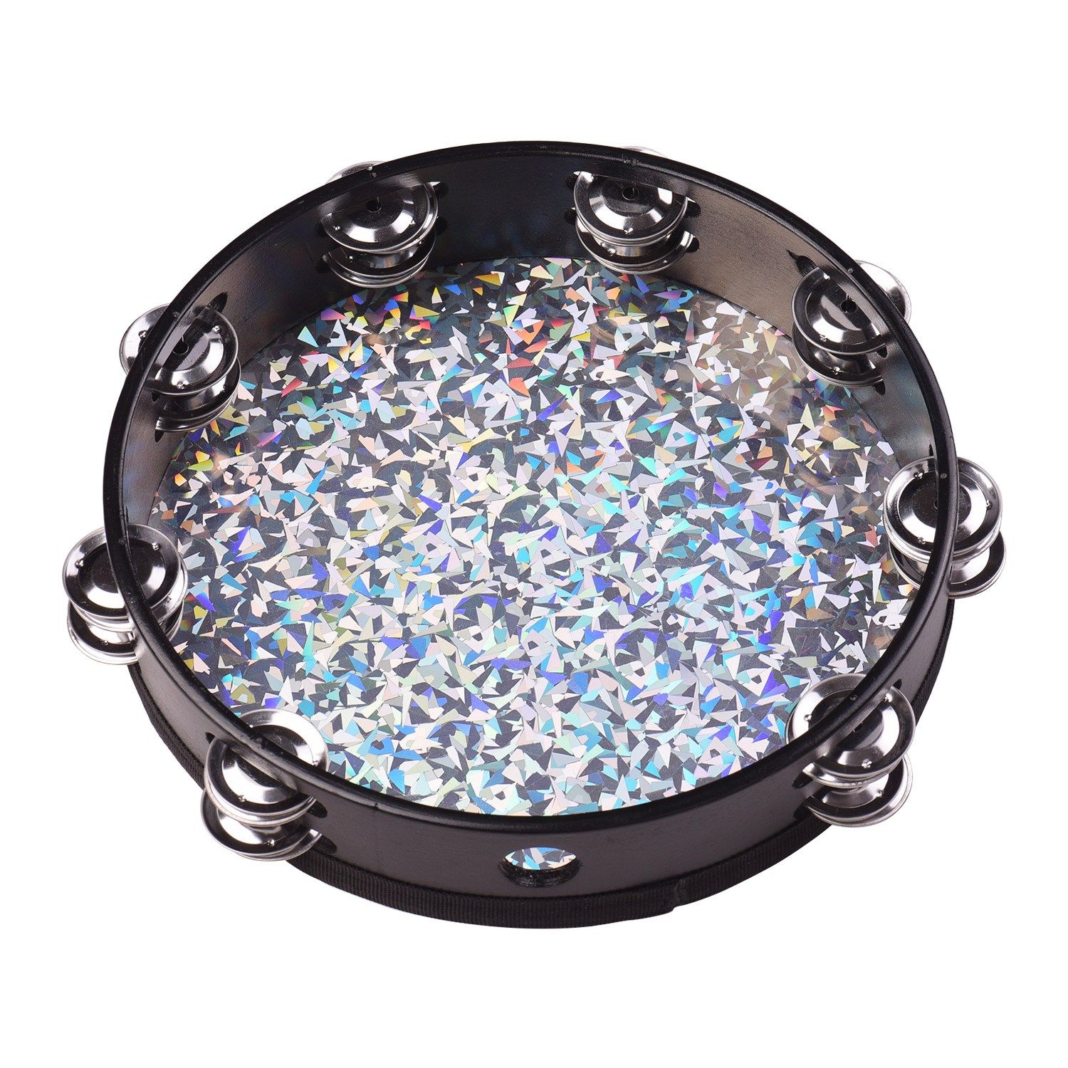 8/10 inch wooden radiant tambourine handbell hand drum with