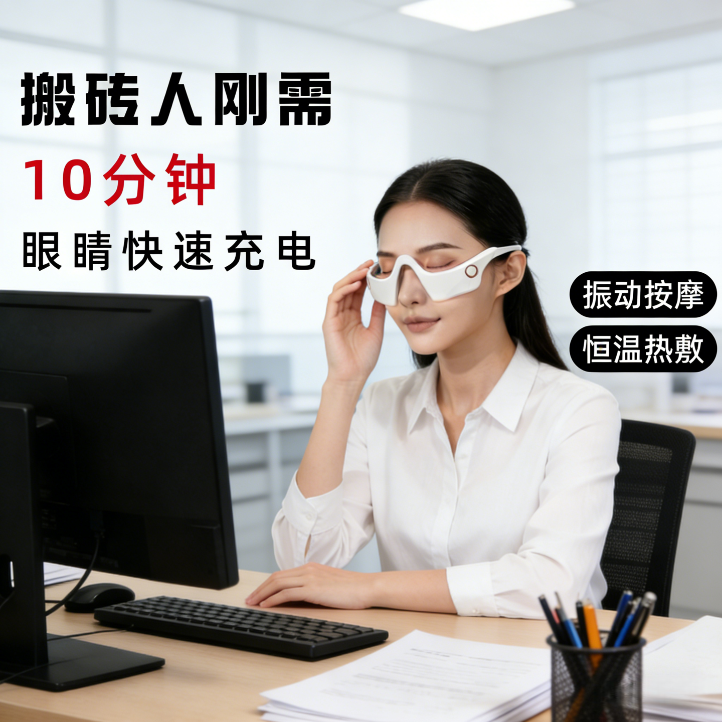 美眼仪眼部按摩仪热敷导入淡化黑眼圈眼袋眼霜按摩眼睛美容仪