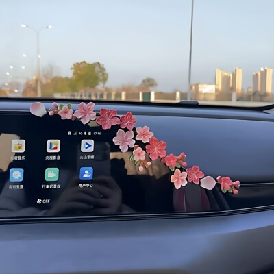 立体樱花车贴渐变粉花瓣diy汽车中控屏装饰花配饰遮划痕贴车摆件