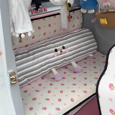 多巴胺三轮车靠枕秋冬毛绒长条抱枕汽车电动车装饰护腰腰靠防漏风