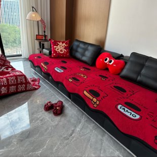 【喜庆新年红】新年沙发垫四季通用2025新款固定防滑雪尼尔坐垫子