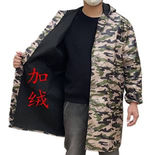 迷彩工作服男女士长袖围裙加绒加厚防水油污秋冬大褂罩衣宽松防尘