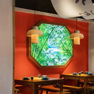 日式 禅意茶室吧台卧室床头灯民宿小吊灯 餐厅竹艺竹编吊灯新中式
