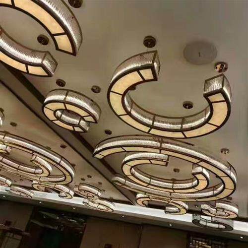 现代风酒店餐厅大堂灯饰艺术工程灯设计创意水晶吊灯装饰灯具