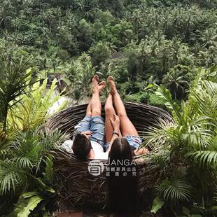 户外编织吊椅巴厘岛落地网红鸟巢秋千景区打卡拍摄创意民宿鸟巢