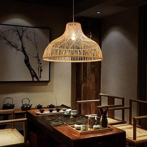 日式吊灯东南亚手工藤艺灯罩个性创意餐厅民宿茶室复古中式吊灯具,家装灯饰光源,客厅吊灯,淘宝优惠券,粉丝福利购,淘宝优惠卷