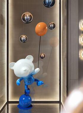可爱气球摆件客厅装饰落地熊网红大型动物公仔卡通轻奢玻璃钢雕塑