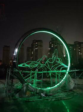 定制安装大型金属喷泉户外酒店小区广场圆形不锈钢喷泉雕塑