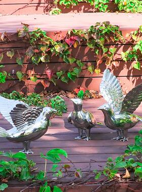 不锈钢镜面鸽子雕塑户外海鸥鸟动物摆件流水墙酒店售楼部玄关装饰