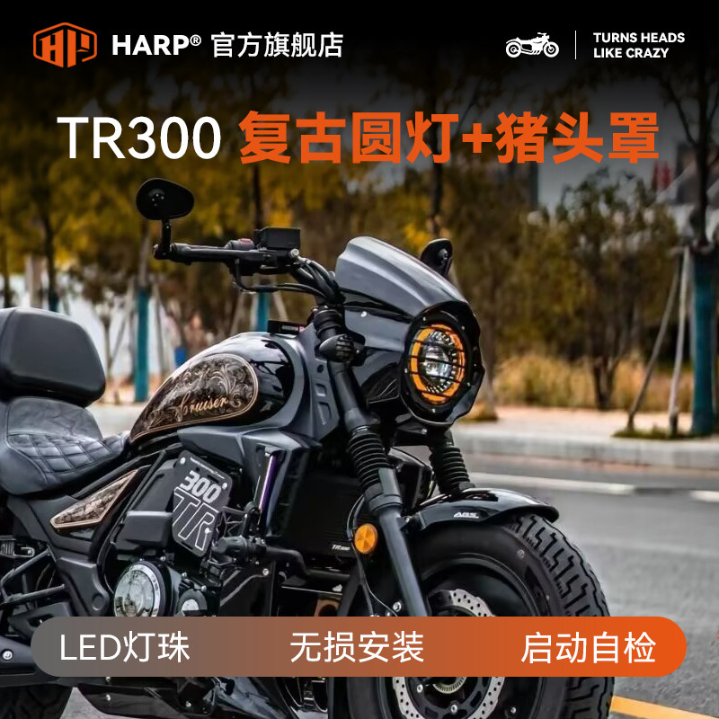 哈普摩托车大灯猪头罩TR300无损