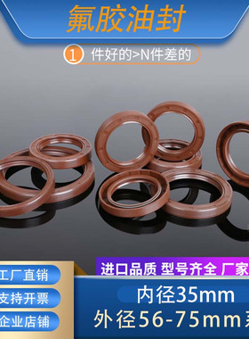 GB/T13871唇形密封圈FBTC型旋转氟胶骨架油封内径35mm外径56-75mm