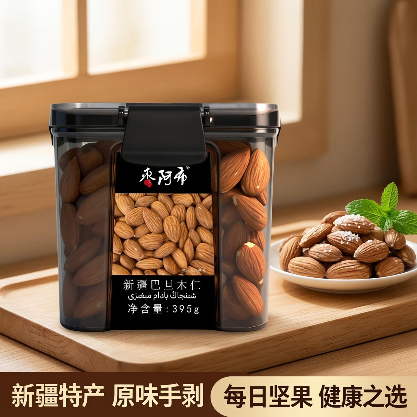 枣阿布新疆巴旦木仁395g/罐去壳手剥生的巴旦木果仁零食特产坚果