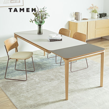 TAMEH桌子长方形餐桌椅家用小户型简约可拉长伸缩白蜡木实木饭桌