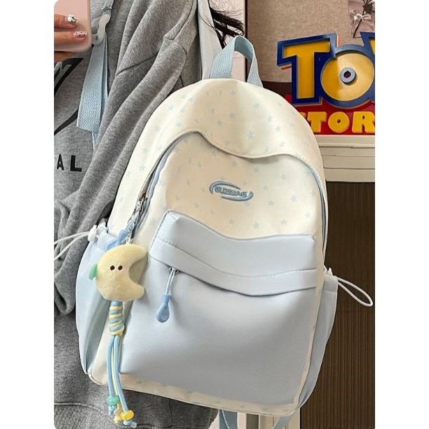 可爱撞色双肩包女星星可爱小清新背包高中生大学生书包初中女生