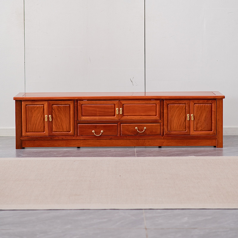 大果紫檀电视柜红木储物柜中式全实木收纳柜缅甸花梨木落地影视柜