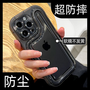 带防尘网气囊简约透明苹果15手机壳iphone14promax保护套13pro硅胶防摔plus加厚12小众11高级感透黑色por女款