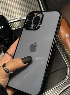 自带镜头膜适用于iPhone14promax超火手机壳12mini电镀苹果13pro透明12pm全包镜头11防摔xr硅胶max迷你黑色