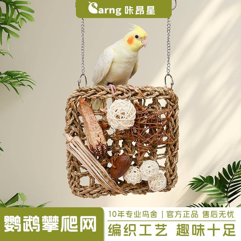 咔昂星鹦鹉攀爬网玄凤牡丹啃咬解闷玩具杨桃干藤球秋千小鸟玩具